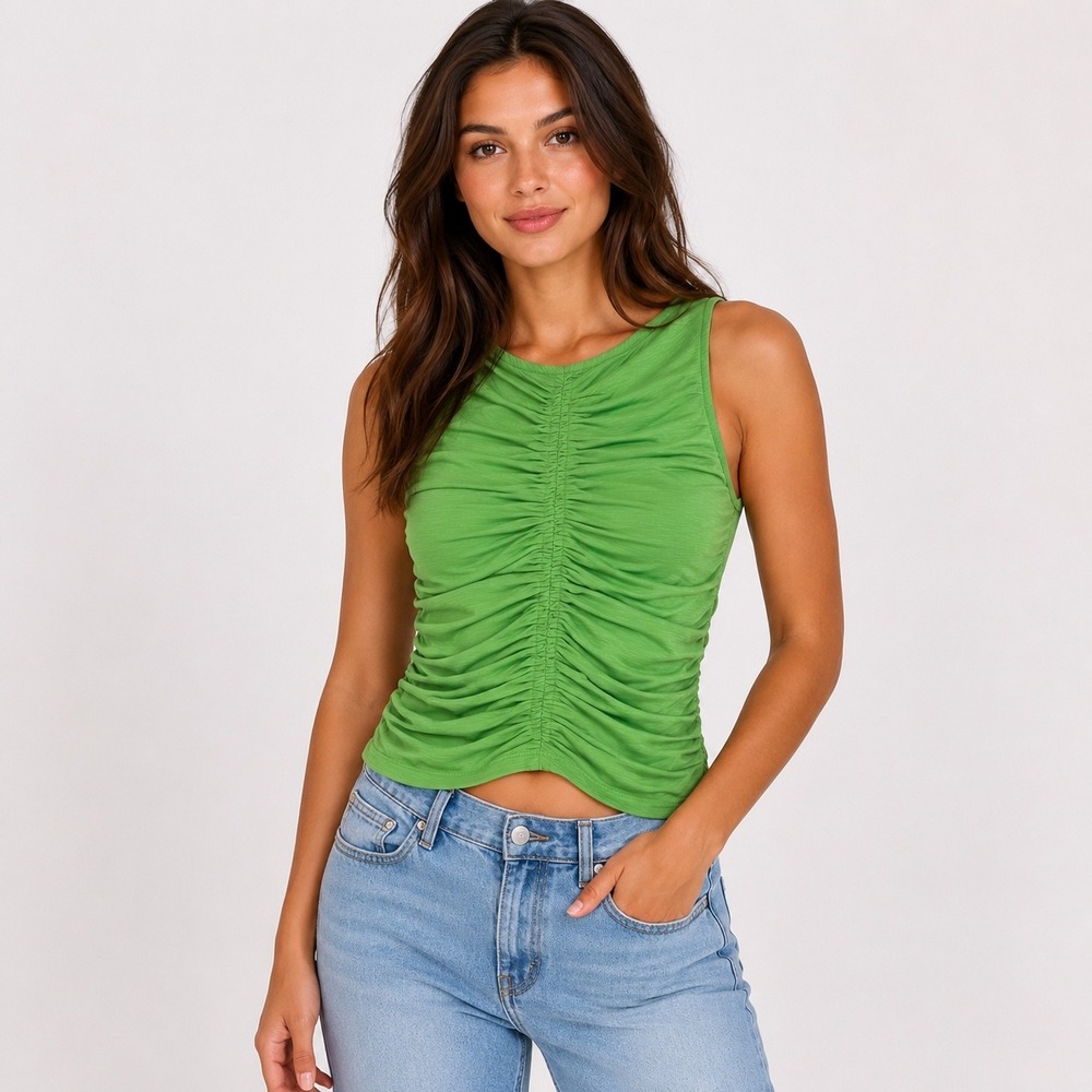 House of Harlow 1960 Tank M Green Ruched  topped Sleeveless Revolve Festival